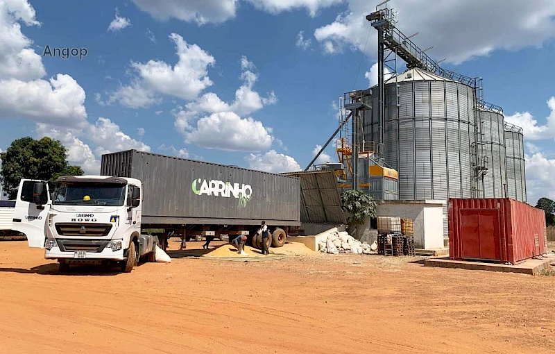 Processo de carregamento dos camiões dos Silos de Catabola para a central da Carrinho Agri em Benguela